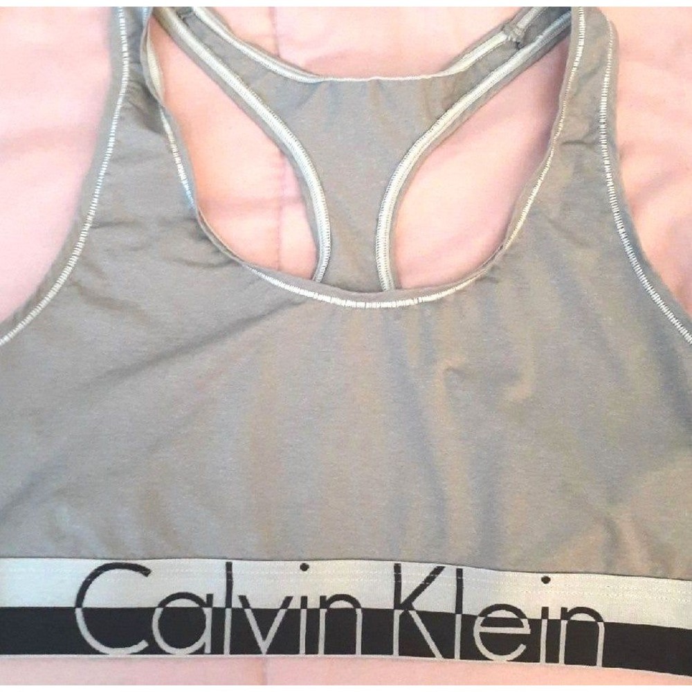 Calvin Klein  Gray with Black Sports Bra Size Large Bralette